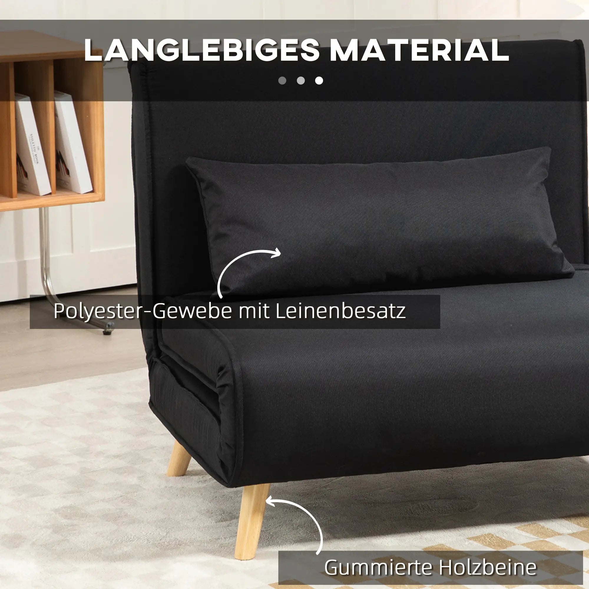 HOMCOM Poltrona Letto 2 in 1 con Schienale Regolabile Effetto Lino