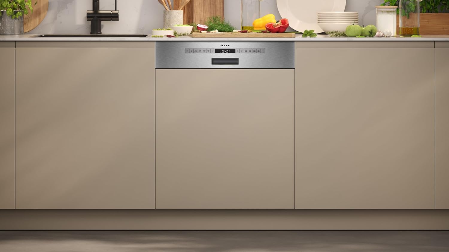 NEFF S157YCX03E, N 70, Lavastoviglie smart a scomparsa totale, 60 cm, cassetto per posate, Made in Germany, Asciugatura Zeolith, lavastoviglie particolarmente silenziosa, cestello superiore regolabile in altezza, forte pressione di spruzzo