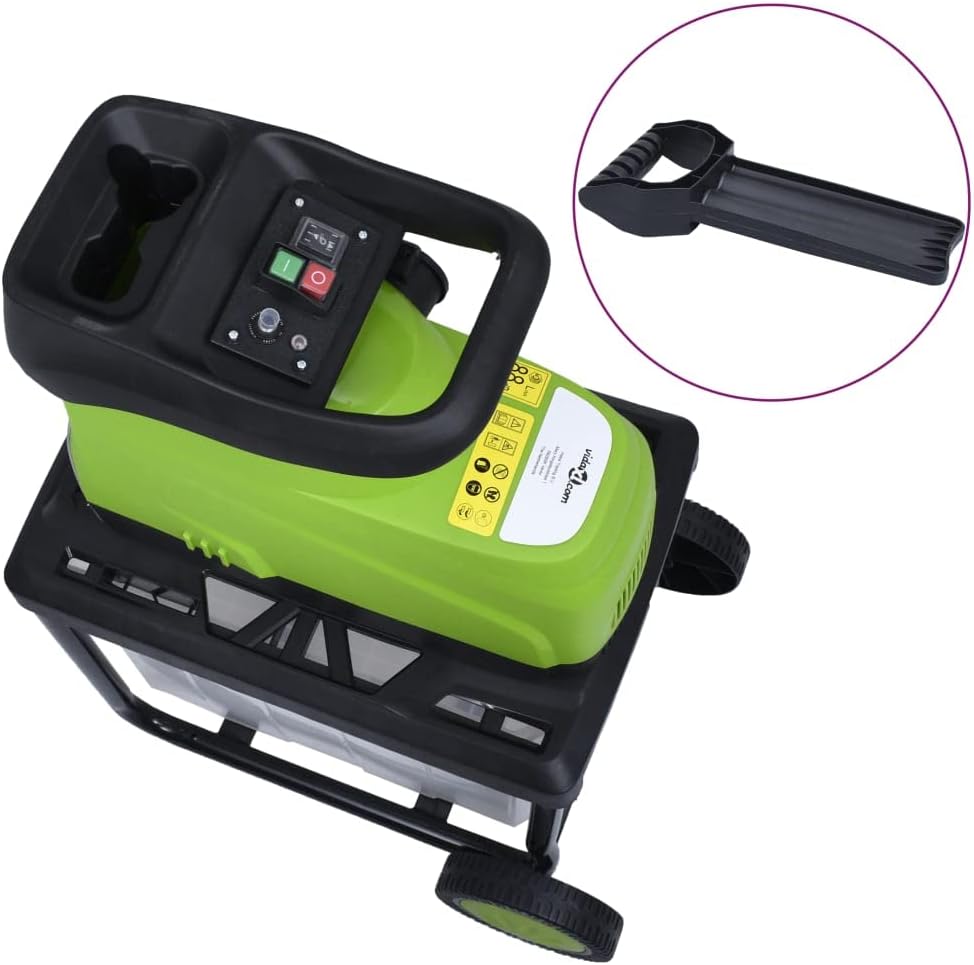 vidaXL Gartenhäcksler Elektrisch mit Auffangbox Leisehäcksler Häcksler Holzhäcksler Elektrohäcksler Walzenhäcksler Schredder 2800W