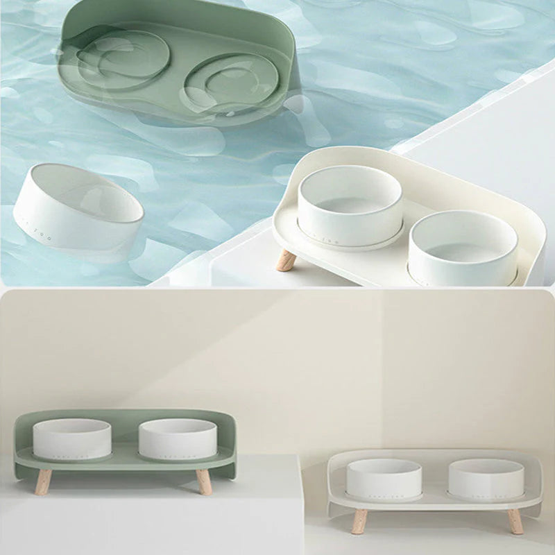 Elegante Doppel-Futterschale aus Bone China für Haustiere – Stilvoll und Funktional