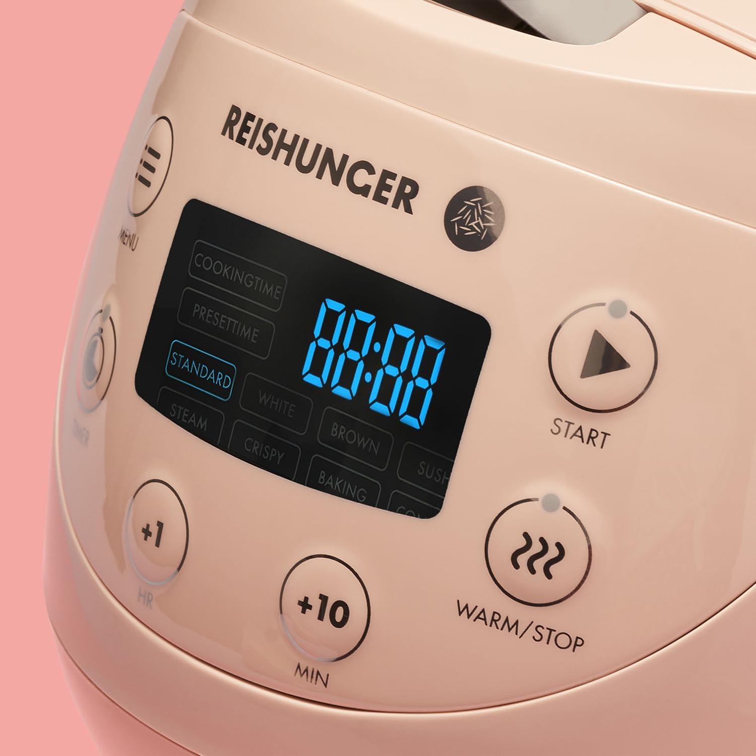 REISHUNGER Cuociriso digitale piccolo, nero | Da 0,6 L fino a 3 persone | Funzione mantenimento calore, timer e pentola premium | Multicooker e vaporiera piccoli, 8 programmi, tecnologia a 7 fasi