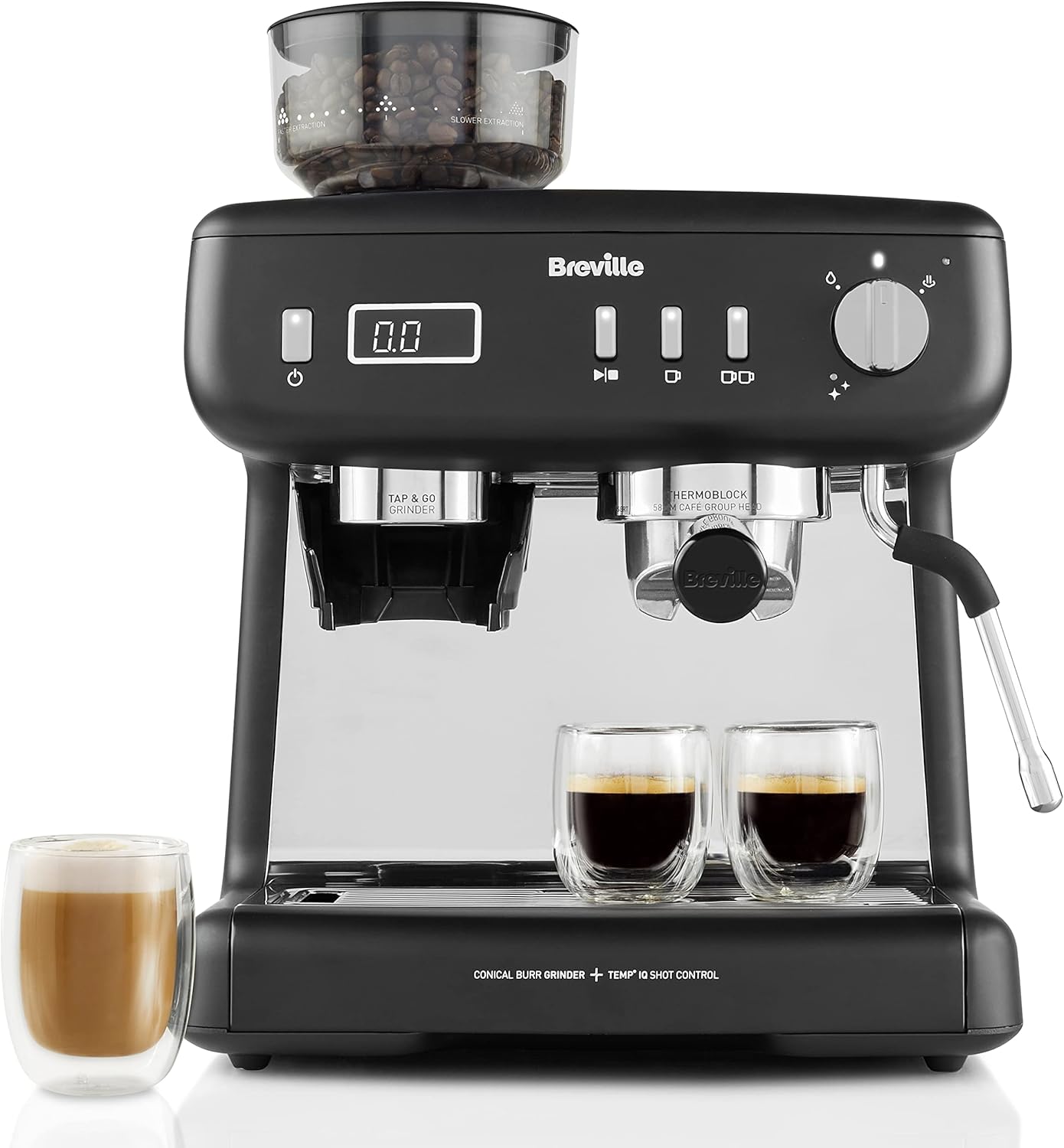 Breville Barista Max Macchina da caffè con braccio per espresso | Macchina da caffè espresso con macinacaffè integrato e montalatte | Serbatoio dell'acqua da 2,8 l | Pompa italiana da 15 bar | Acciaio inossidabile [VCF126X]
