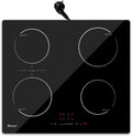 GIONIEN Piano cottura a induzione con spina 60 cm 16 Amp, piano cottura elettrico integrato con zona a ponte, piano cottura a 4 zone, 2800 W, GITS470SPVDE