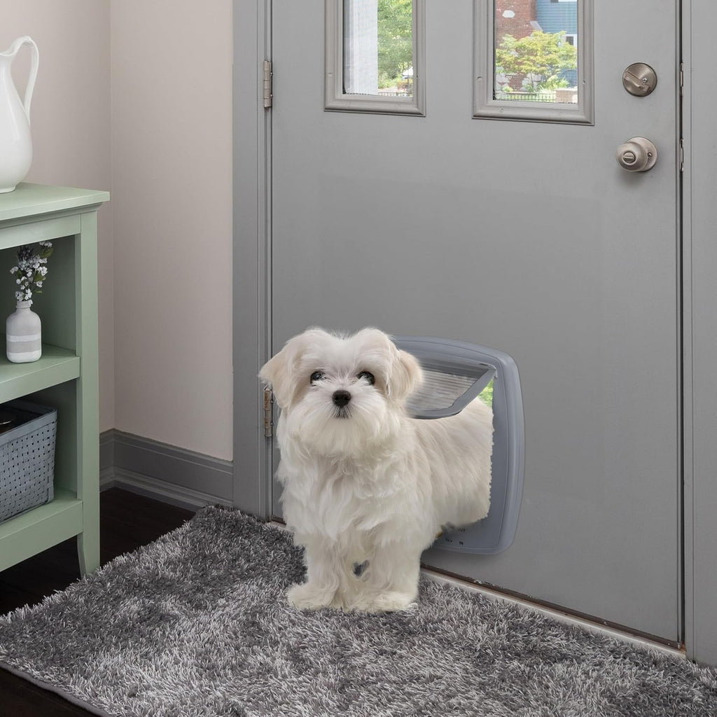 Ferplast Gattaiola per Cani di Taglia Media, Gattaiola per Gatti, Sportello per Animali Domestici a 4 Vie con Ingresso e Uscita Controllabili, con Protezione dalle Correnti d'Aria, Tunnel Completo, Sportello per Cani Swing 11, Grigio