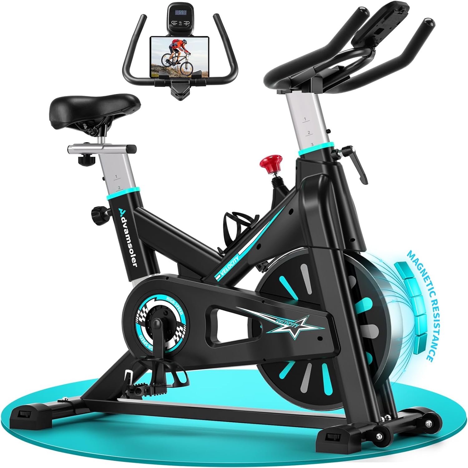 Advamsoler Heimtrainer Fahrrad, Ergometer Hometrainer Fahrrad mit LCD-Monitor & Tablet-Halter, Leises Inoor Spinning Bike für Cardio-Training zu Hause