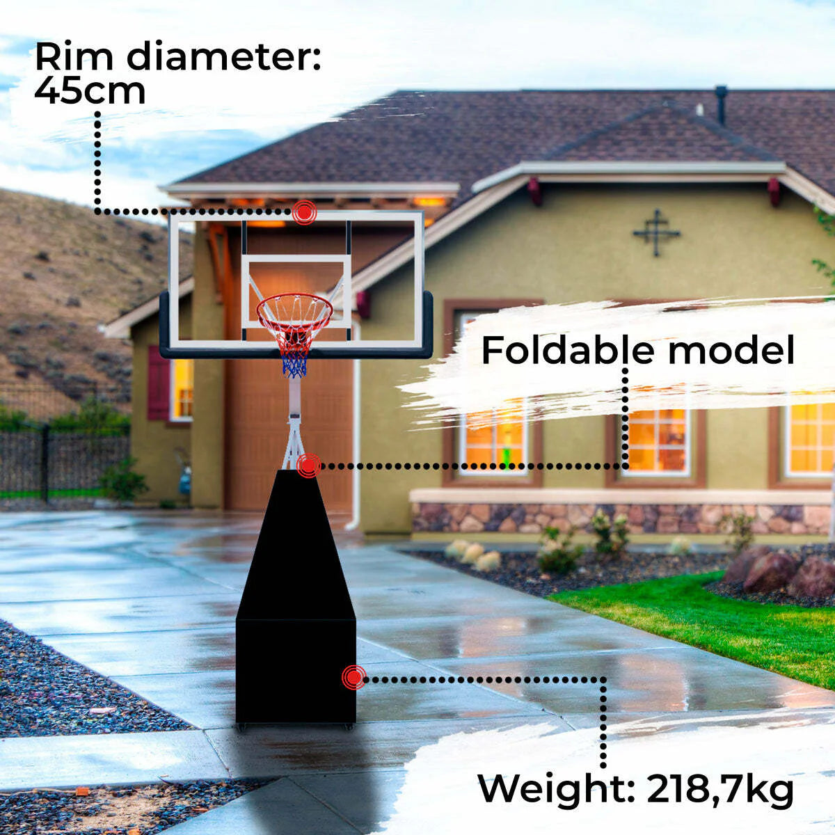Prosport Basketballkorb klappbar Pro 1.2 - 3.05m