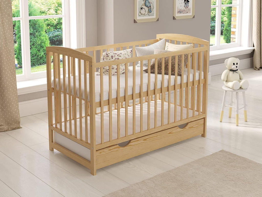 Love For Sleep Babybett Beistellbett 120x60cm mit Schaumstoffmatratze Weiß Jacob Kinderbett Baby Bett Holz - Kinderbett Babybett, Mitwachsend Gitterbett Baby Bed