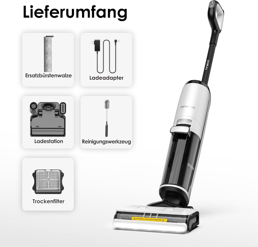 Tineco iFLOOR 5 Steam Lavapavimenti a vapore, vapore ad alta temperatura da 120℃, pulitore a vapore con filo, aspiraliquidi autopulente, lavapavimenti per sporco appiccicoso, residui di cibo