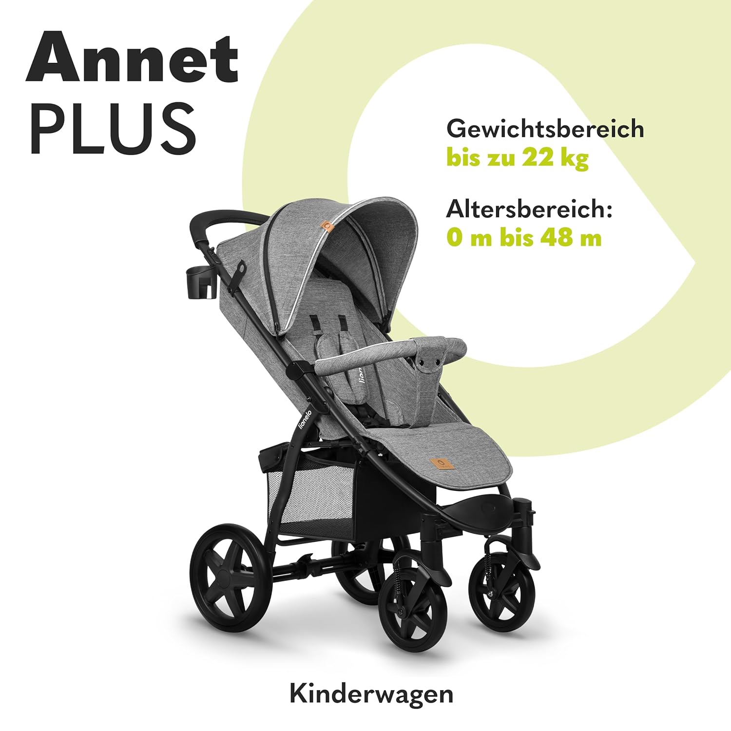 LIONELO Annet Buggy fino a 22 kg con funzione reclinabile, passeggino compatto richiudibile con accessori, ruote in schiuma EVA, zanzariera, coprigambe, portabevande, cestino (Golden Moments, Tour)