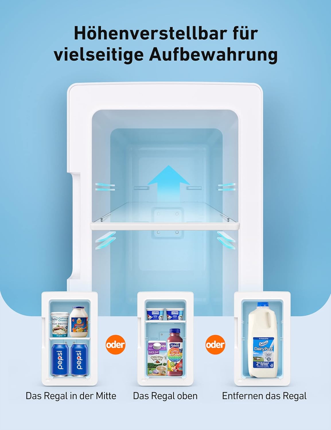 AstroAI 2 in 1 Mini Kühlschrank, 6 Liter Fridge / 8 Dosen mit Kühl- und Heizfunktion, 12V / 220V Steckdose für Autos, Büros und Schlafsle, Schwarz