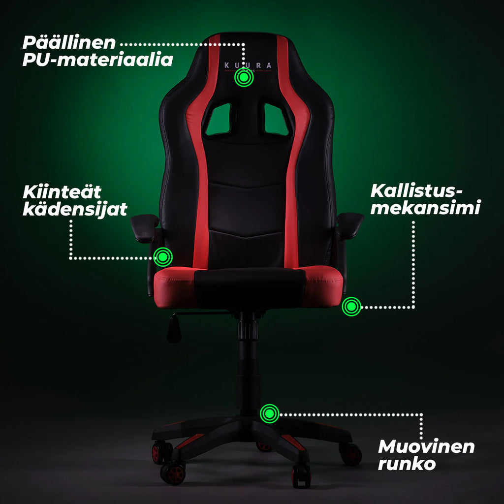 Kuura Gaming Sedia Gaming Gamer, Nero-rosso