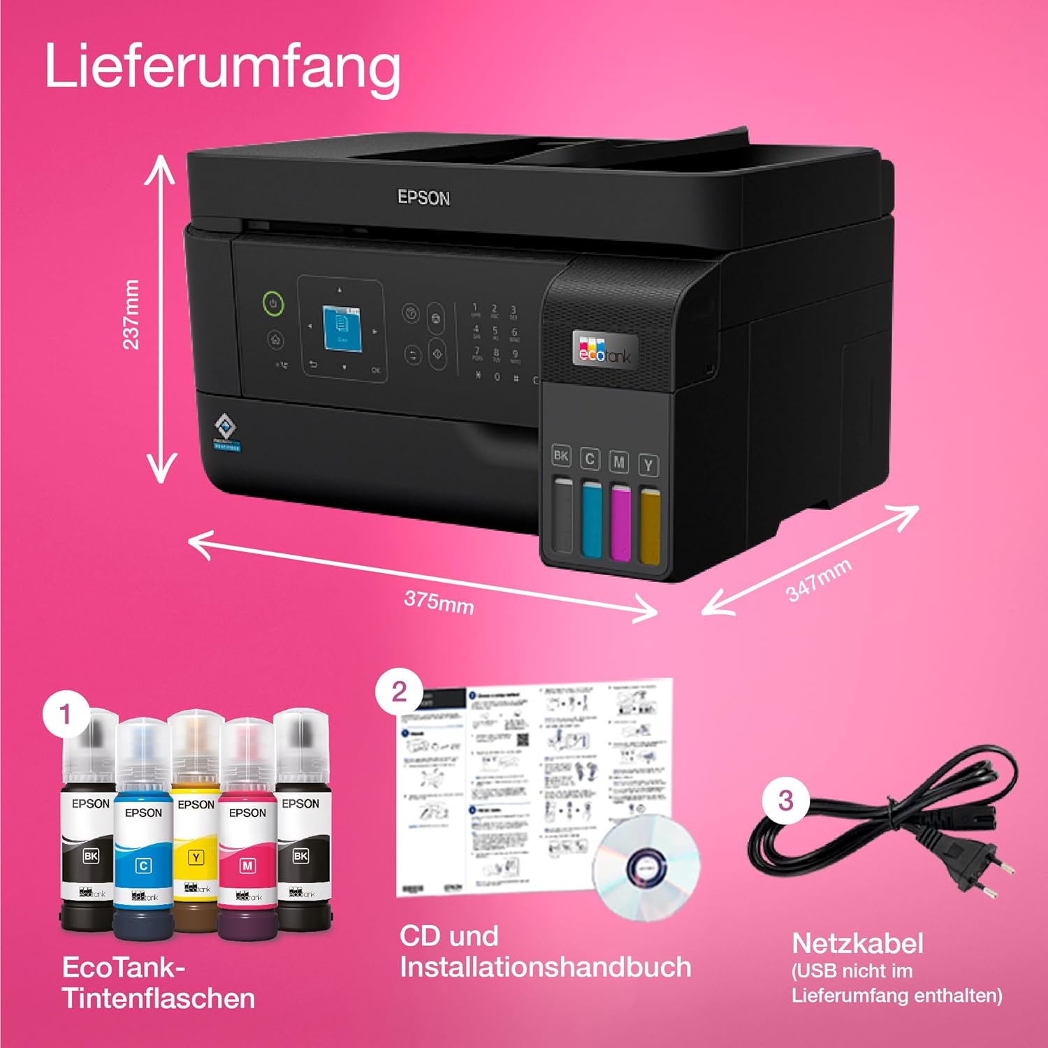 Epson EcoTank ET-4800 Stampante multifunzione A4 con serbatoio di inchiostro e Wi-Fi, con inchiostro incluso per un massimo di 3 anni