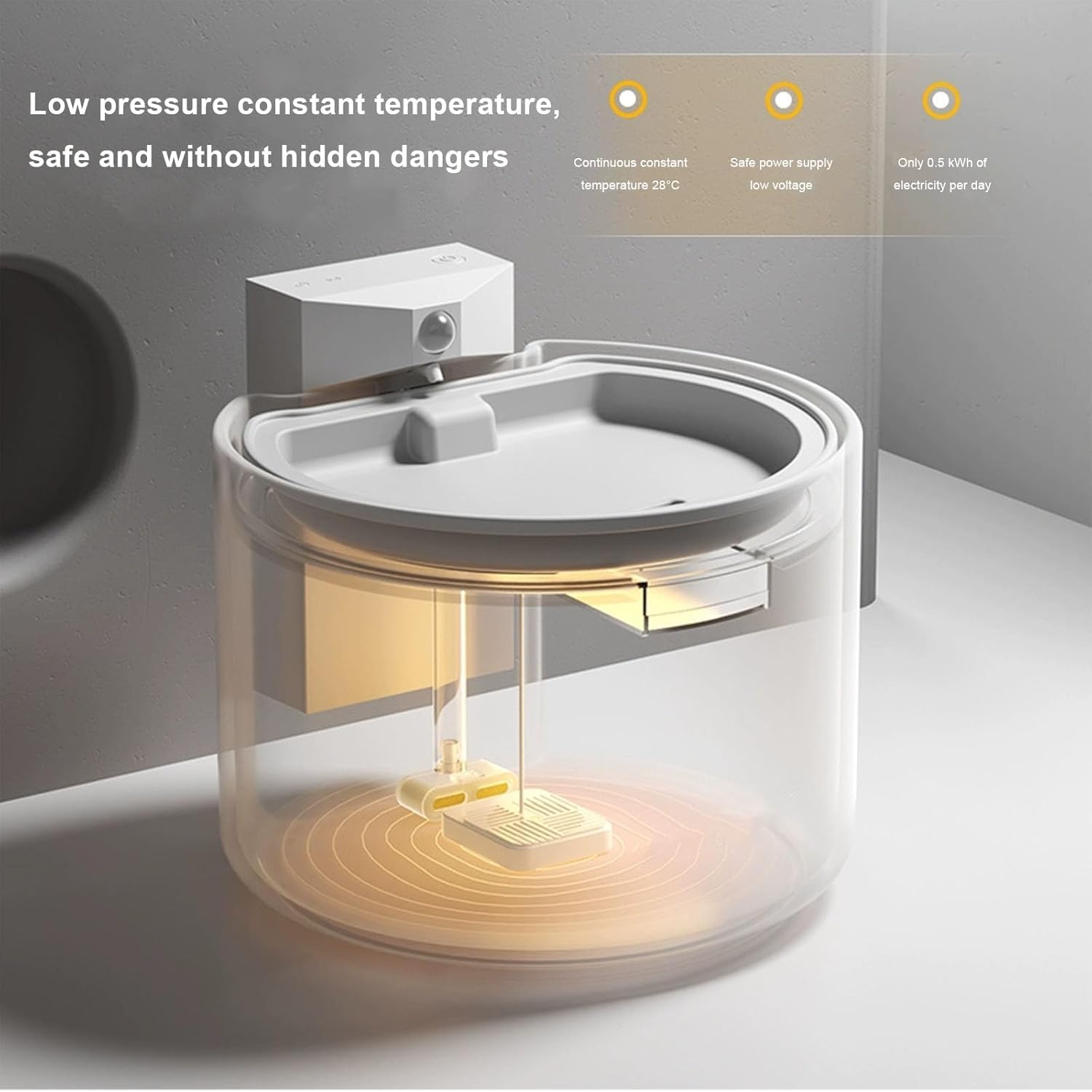 PJDDP Kabelloser Katzenbrunnen, Leiser Trinkbrunnen Für Katze, 2.2L Trinkbrunnen Für Katze Keramik Trinkbrunnen Schüssel Für Katze Und Hunde,Schwarz,3000mAh