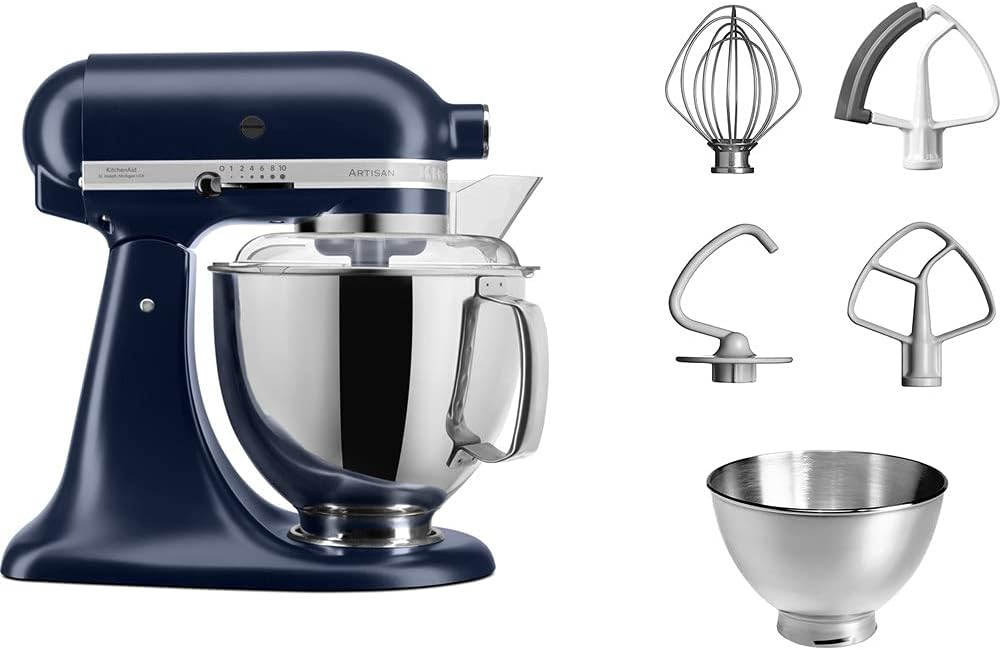 KitchenAid Küchenmaschine I Artisan I Kippbarem Food Processor I Teigknetmaschine mit 5 Zubehör | 2 Schüsseln aus Edelstahl | 4.8 L | Pistaccio