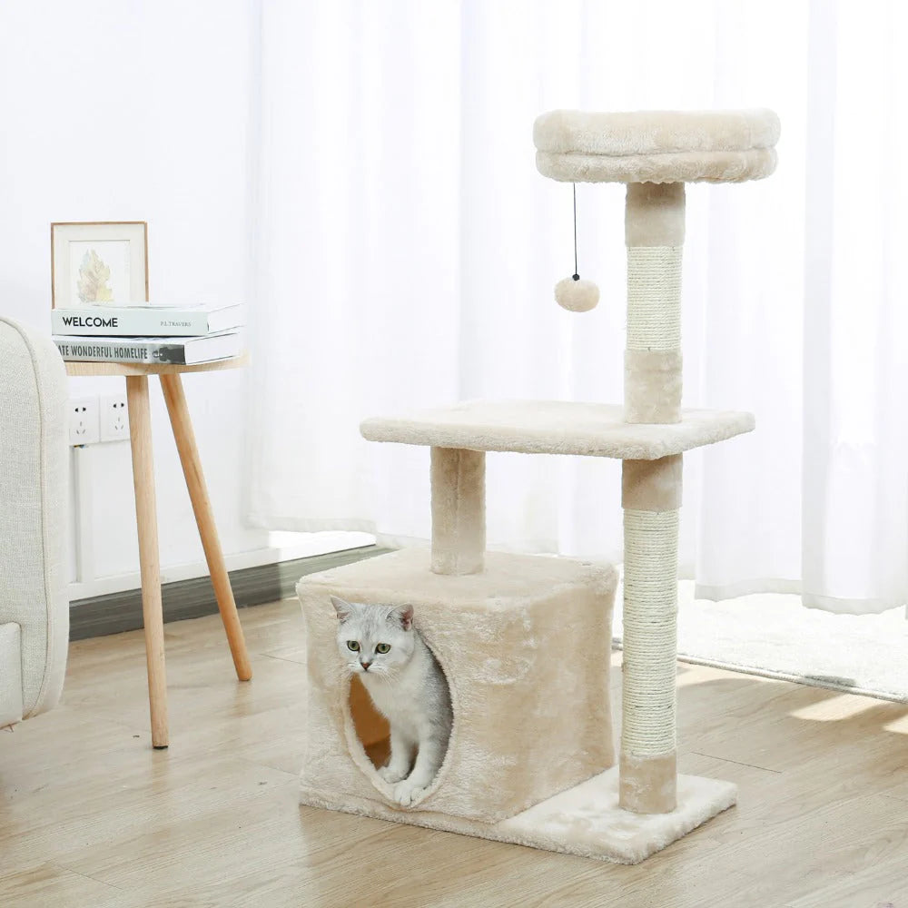 PERCHO Kratzbaum – Mehrstckiger Katzenbaum mit Spielplattform und Kuschelhhle