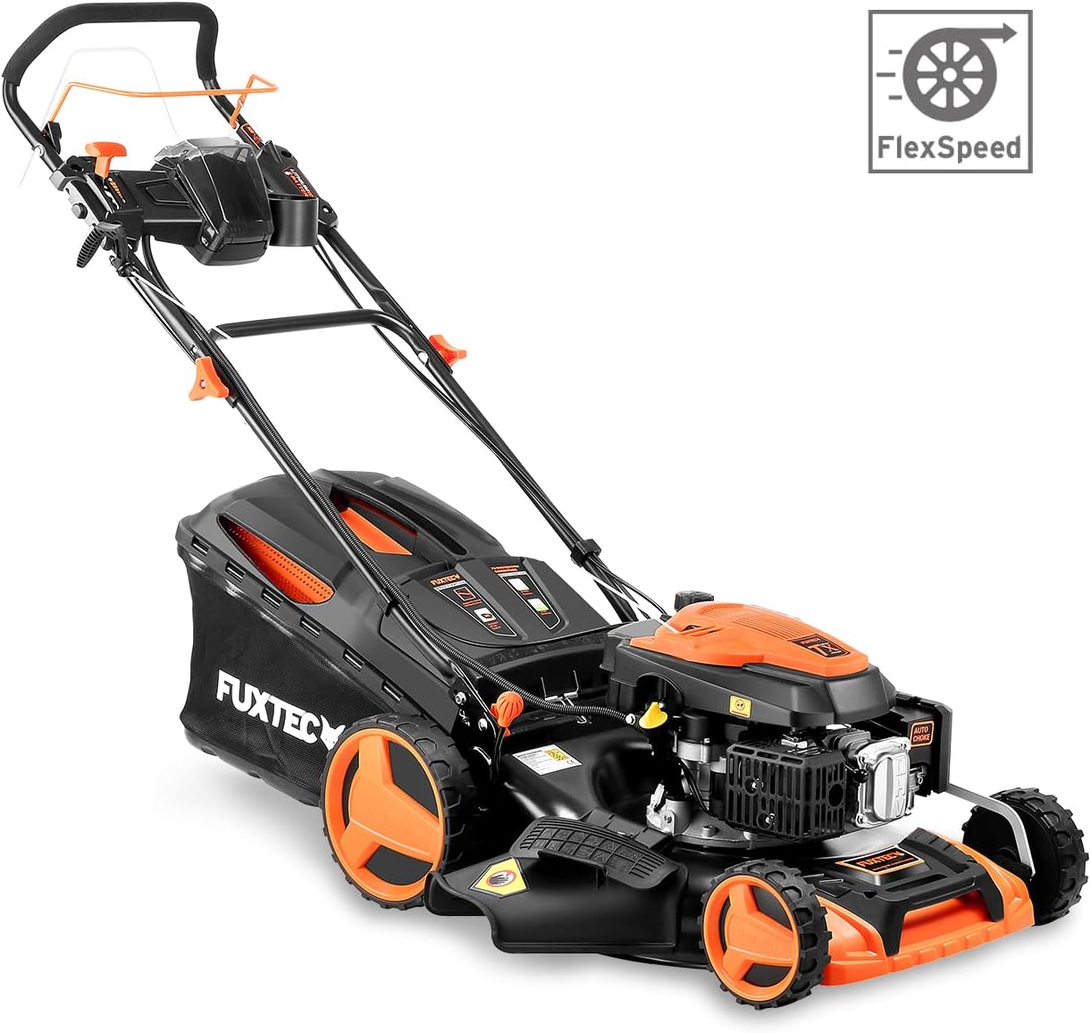 FUXTEC Tosaerba a Benzina 4in1 FX-RM5196eSPRO con Avviamento Elettrico e Trazione Regolabile, Rasaerba con Paraurti Anteriore, Larghezza di Taglio 51 cm, Ruote Big Wheel con Cuscinetti a Sfera, Cesto Raccoglierba da 60L