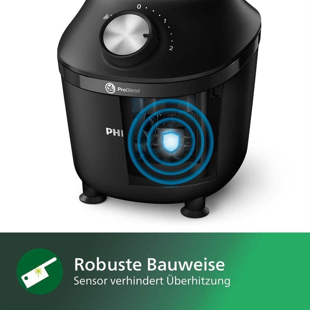 Frullatore Philips Serie 5000 - 1000 W. Capacità massima 2 l. Tecnologia ProBlend Plus. Parti lavabili in lavastoviglie. Nero (HR3020/20)