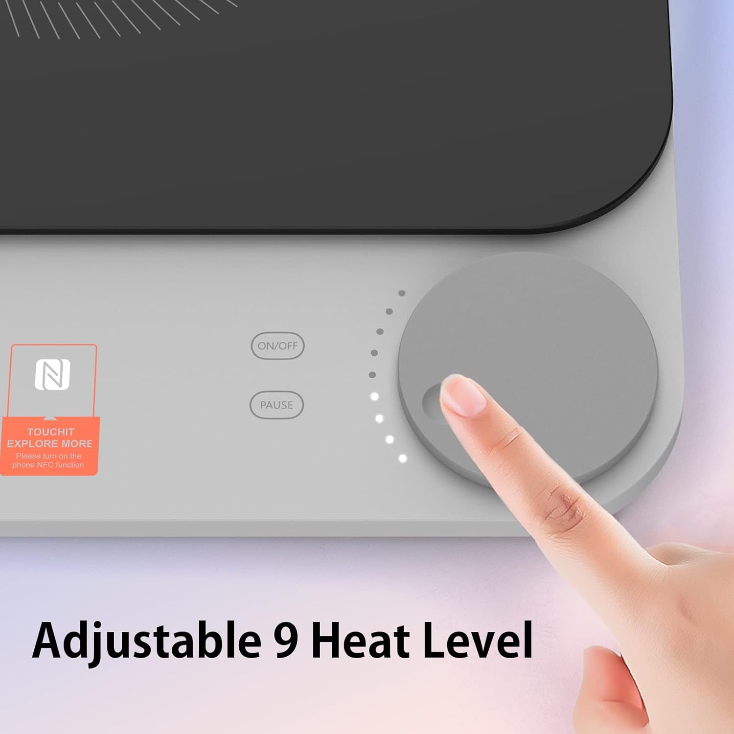 TOKIT Induktionskochfeld 2100W Einzel Induktionskochplatte tragbar 99 Leistungsstufe mit OLED Display, Timer, 20mm Ultradünn APP Kontrol Temperatursensor, aus Glas