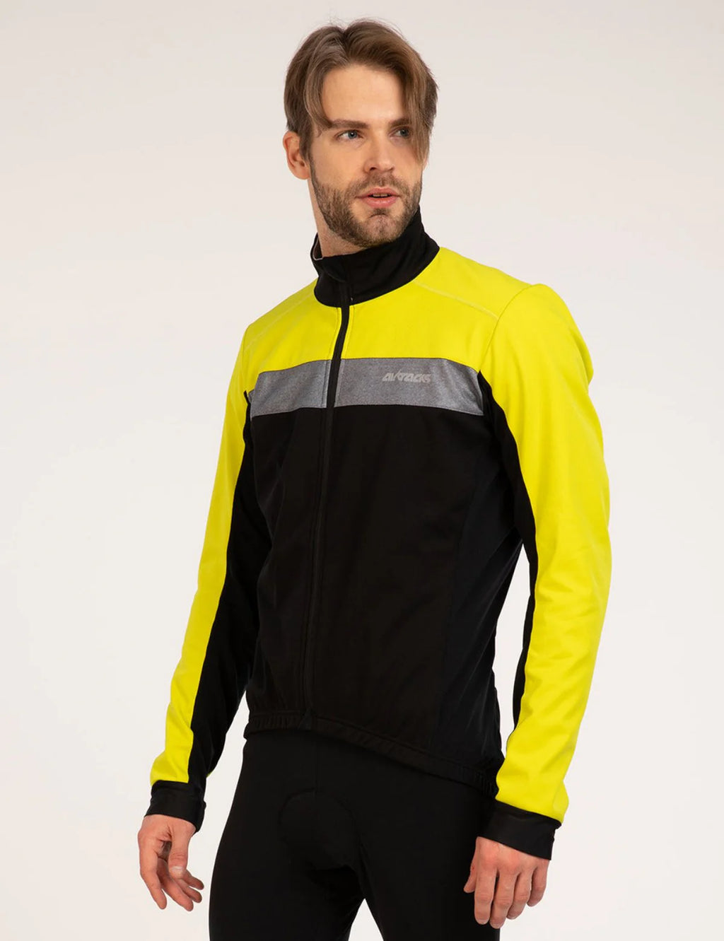 Herren Thermo Fahrradjacke Pro Team Schwarz Neon