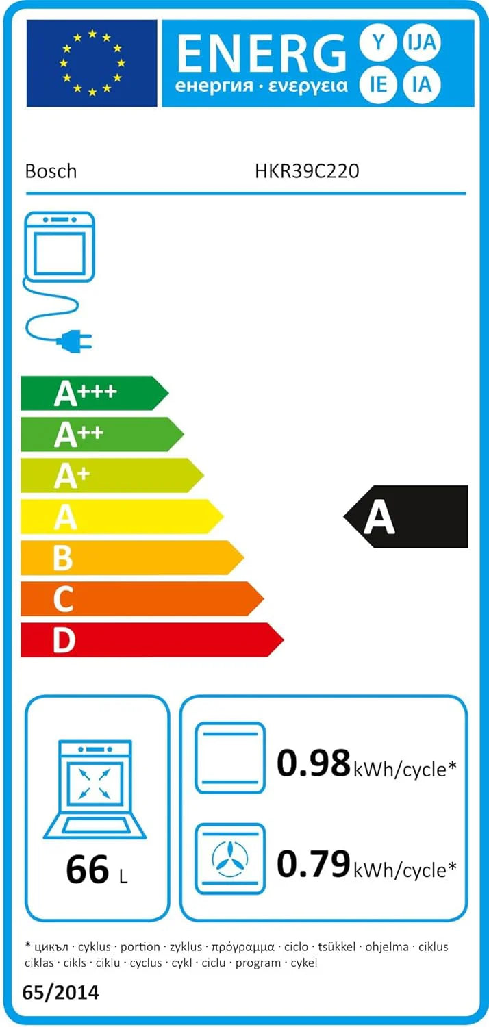 Bosch HKR39C250 Serie 4 Cucina Elettrica Indipendente, 60 cm di larghezza, Pulizia EcoClean Direct, Cottura a Ventilazione 3D su 3 livelli, Controllo con Display LED, Zona di cottura espandibile per pentole grandi