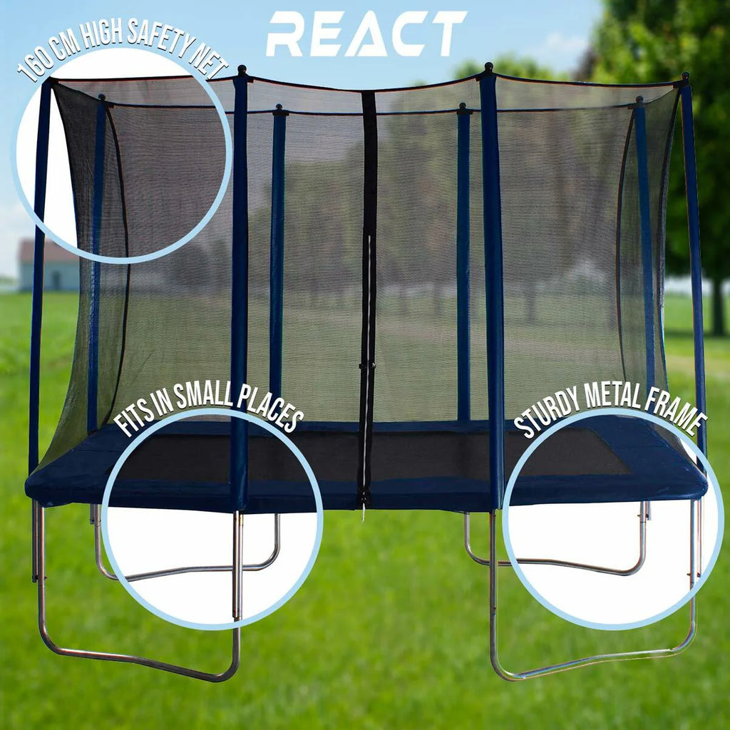 Trampolino rettangolare React 163x216cm con rete di sicurezza