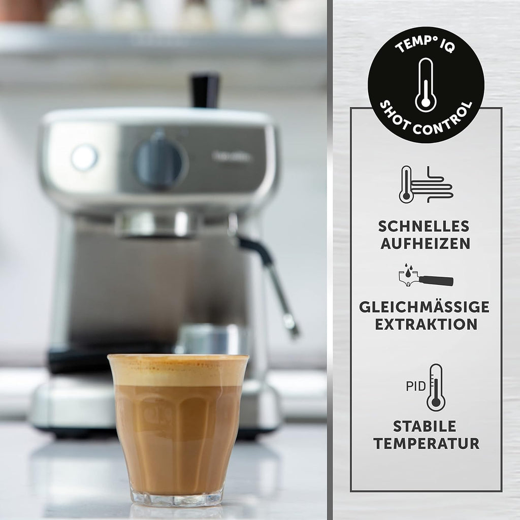 Breville Barista Max Macchina da caffè con braccio per espresso | Macchina da caffè espresso con macinacaffè integrato e montalatte | Serbatoio dell'acqua da 2,8 l | Pompa italiana da 15 bar | Acciaio inossidabile [VCF126X]