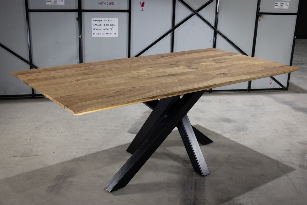 Serie TARA | Massivholztisch - Eiche - Schweizer Kante -  inkl. Tischbein Spider - versch. Gren und Farben | Lnge: 160 - 300 cm | Breite: 90 -100 cm