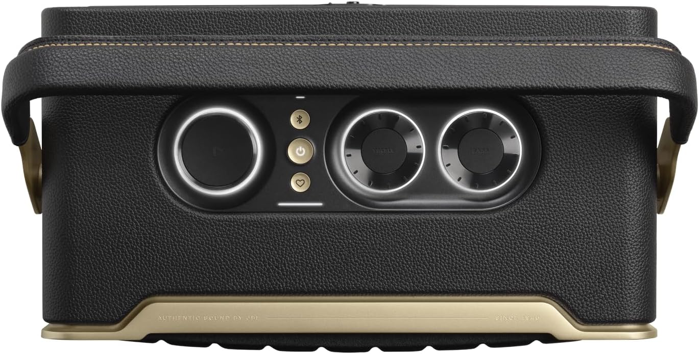 JBL Authentics 200 Smart Home Altoparlante – Cassa Bluetooth dal design retrò anni '70 – Con griglia Quadrex, Google Assistant, Alexa, AirPlay e JBL One App – Nero