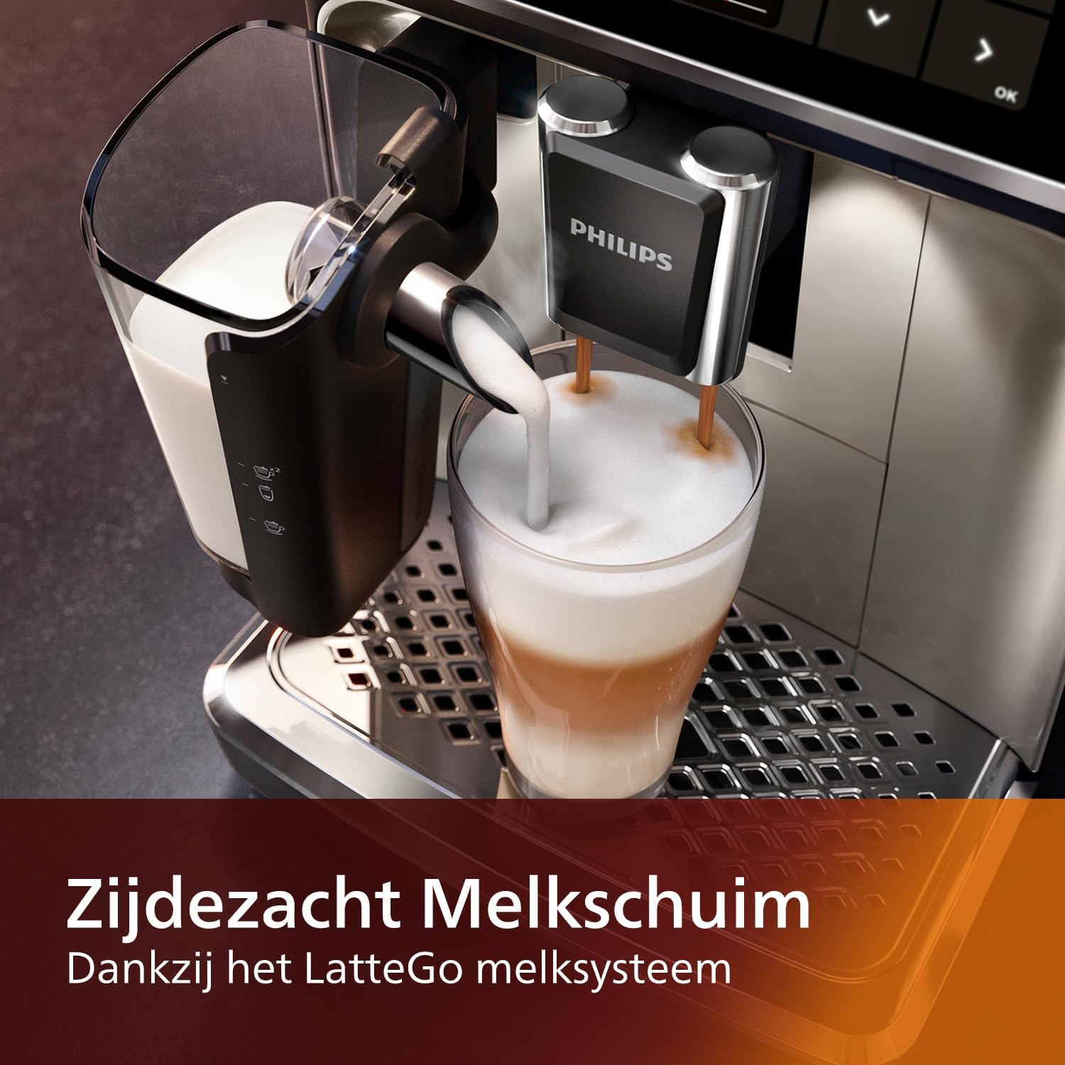 Philips Serie 5400 Macchina da Caffè Automatica – Sistema LatteGo, 12 Bevande a Base di Caffè, Display Intuitivo, 4 Profili Utente, Cromo (EP5447/90)