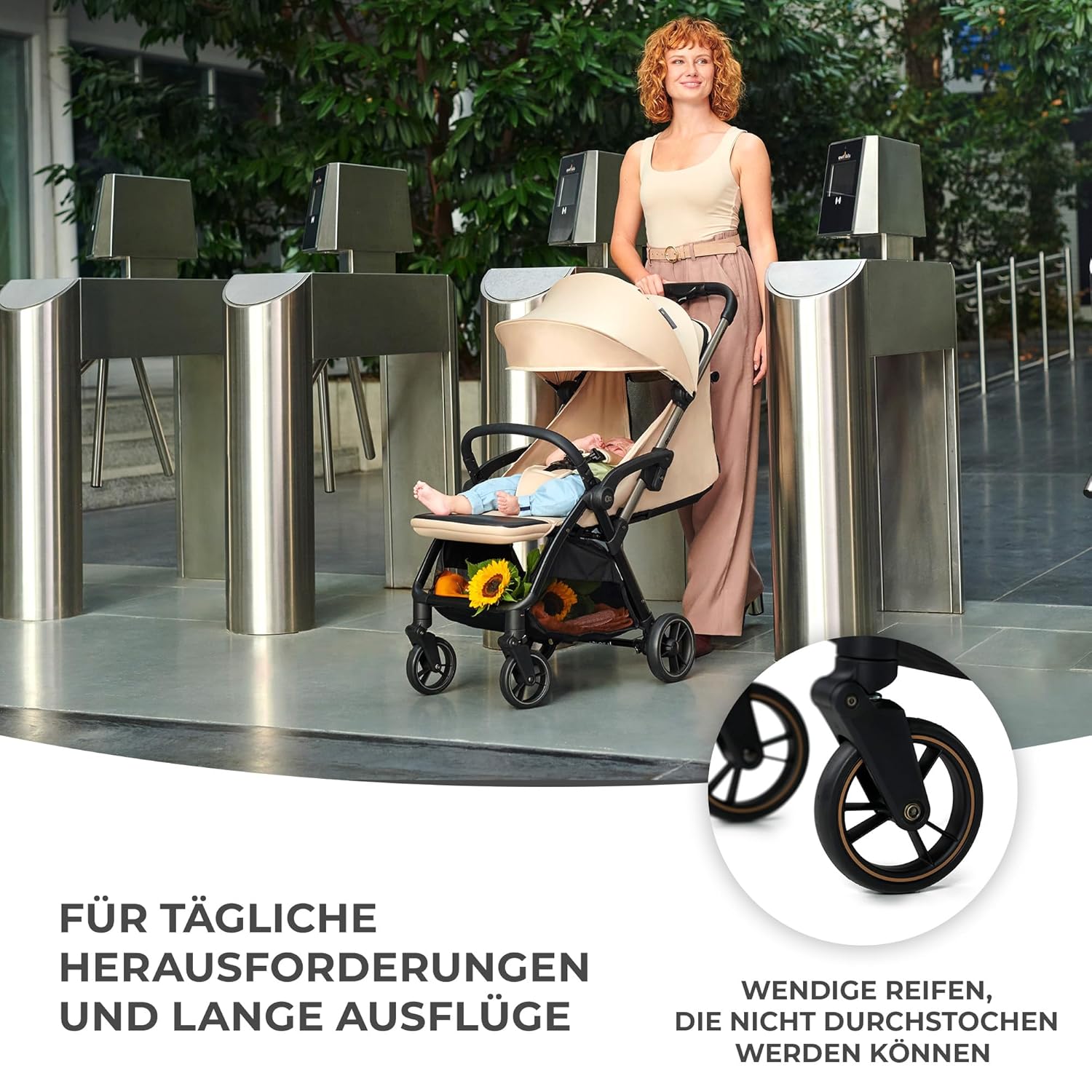 Kinderkraft APINO Buggy bis 22 kg, Liegebuggy, Kinderwagen, Leicht - 7,5kg, Automatisches zusammeklappen, Verstellbare Rückenlehne bis zur Liegeposition, ideal für Reisen, Beige