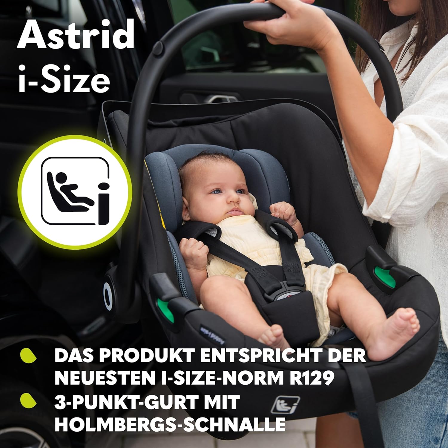 LIONELO ASTRID i-Size SET Seggiolino Auto con Base 40-87 cm Ovetto ISOFIX, Cinture a 3 Punti, Protezione Laterale, Riduttore Dri-Seat, i-Size R129