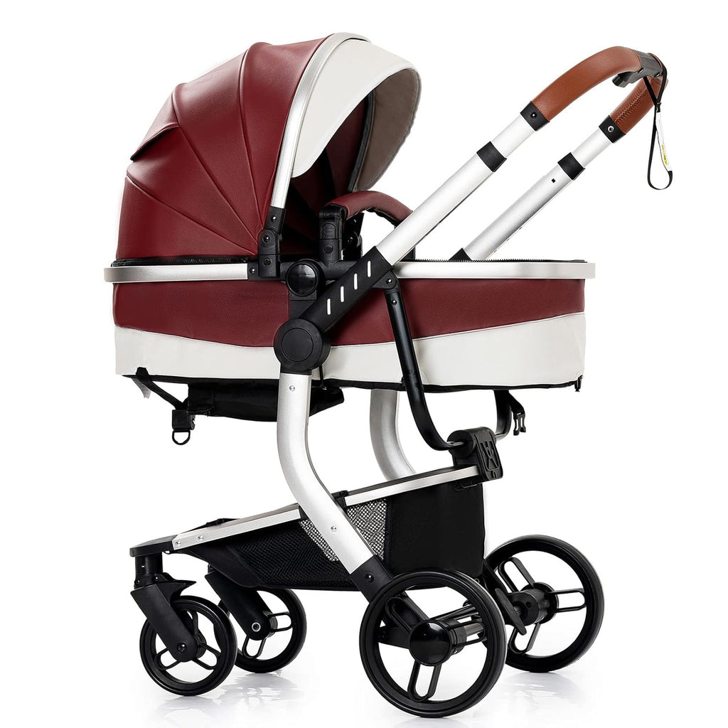 Sianldcone Passeggino 3 in 1, Set Passeggino con Tessuti di Alta Qualità, Sistemi di Viaggio con Spinta Reversibile, Passeggino Combinato a Vista Aperta Set Completo 3 in 1 (V9 Cachi)