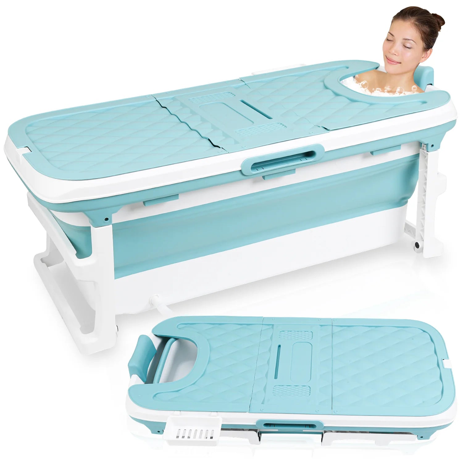 Sonnewelt Vasca da Bagno Pieghevole con Coperchio
