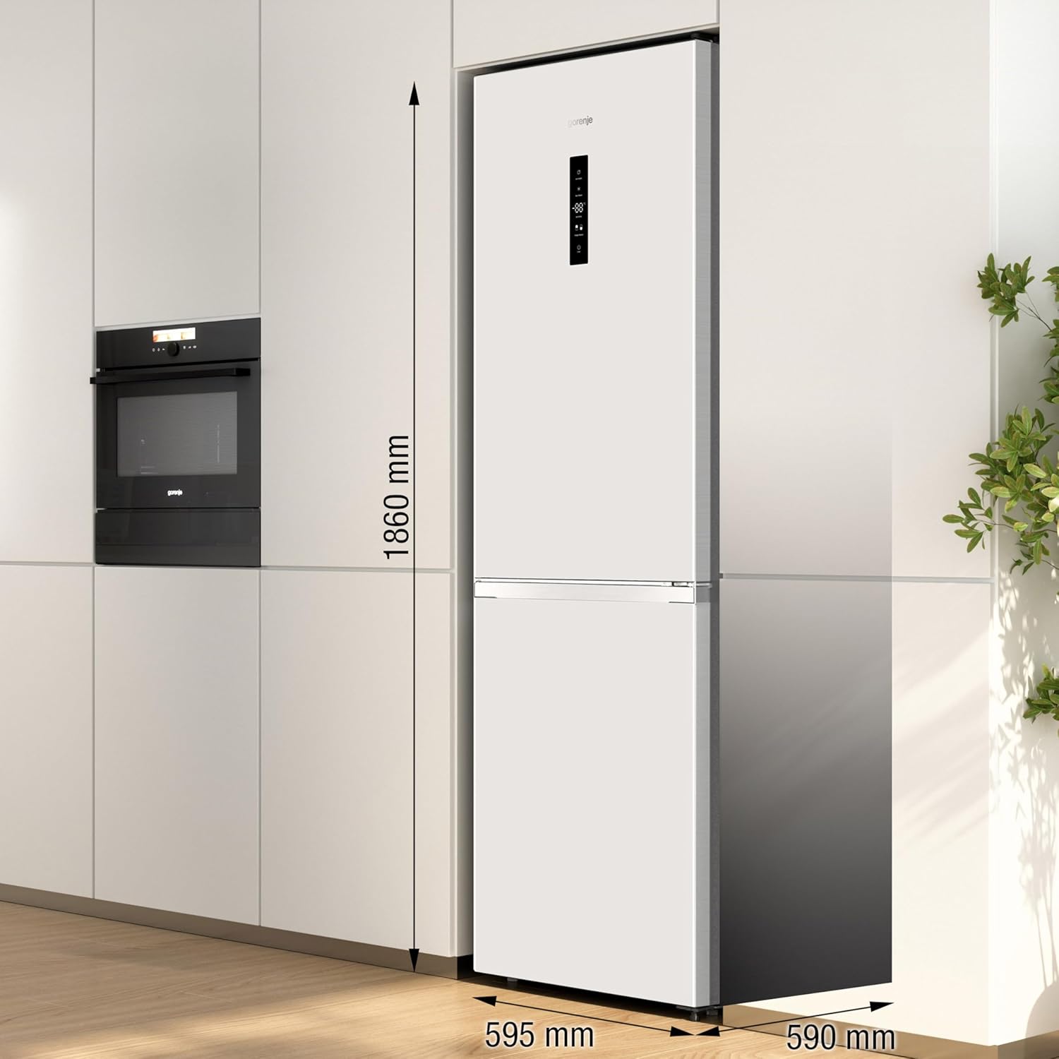 Gorenje N 619EAW4 Kühl-Gefrier-Kombination / LED Display / 186 cm / 300 l / NoFrostPLus / Gemüsefach mit Feuchteregler / FastFreeze / weiß