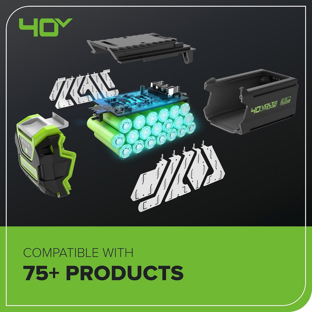 Greenworks 40V Akku Rasentrimmer für mittelgroße Gärten, höhenverstellbar, 30 cm Schnittbreite, automatischer Vorschub 1,65 mm Nylon Faden, zwei 40V 2Ah Akkus & Ladegerät, 3 Jahre Garantie G40LTK2X