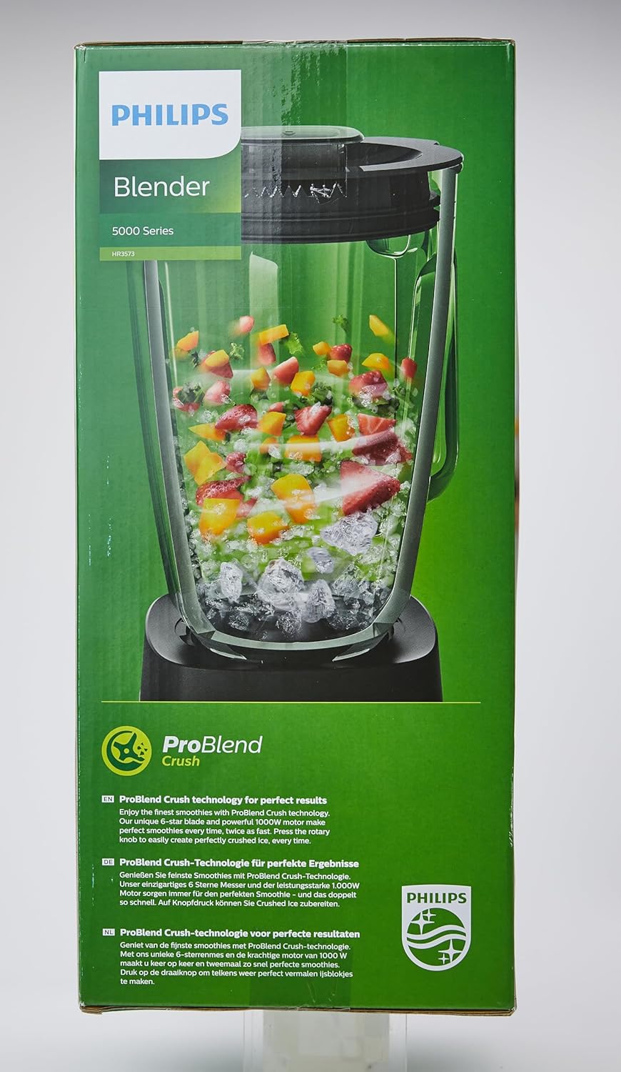 Philips Frullatore da tavolo e per smoothie – 1000 W, caraffa in vetro da 2 litri, app HomeID, velocità variabile, ProBlend Crush, bicchiere da viaggio (HR3573/90)