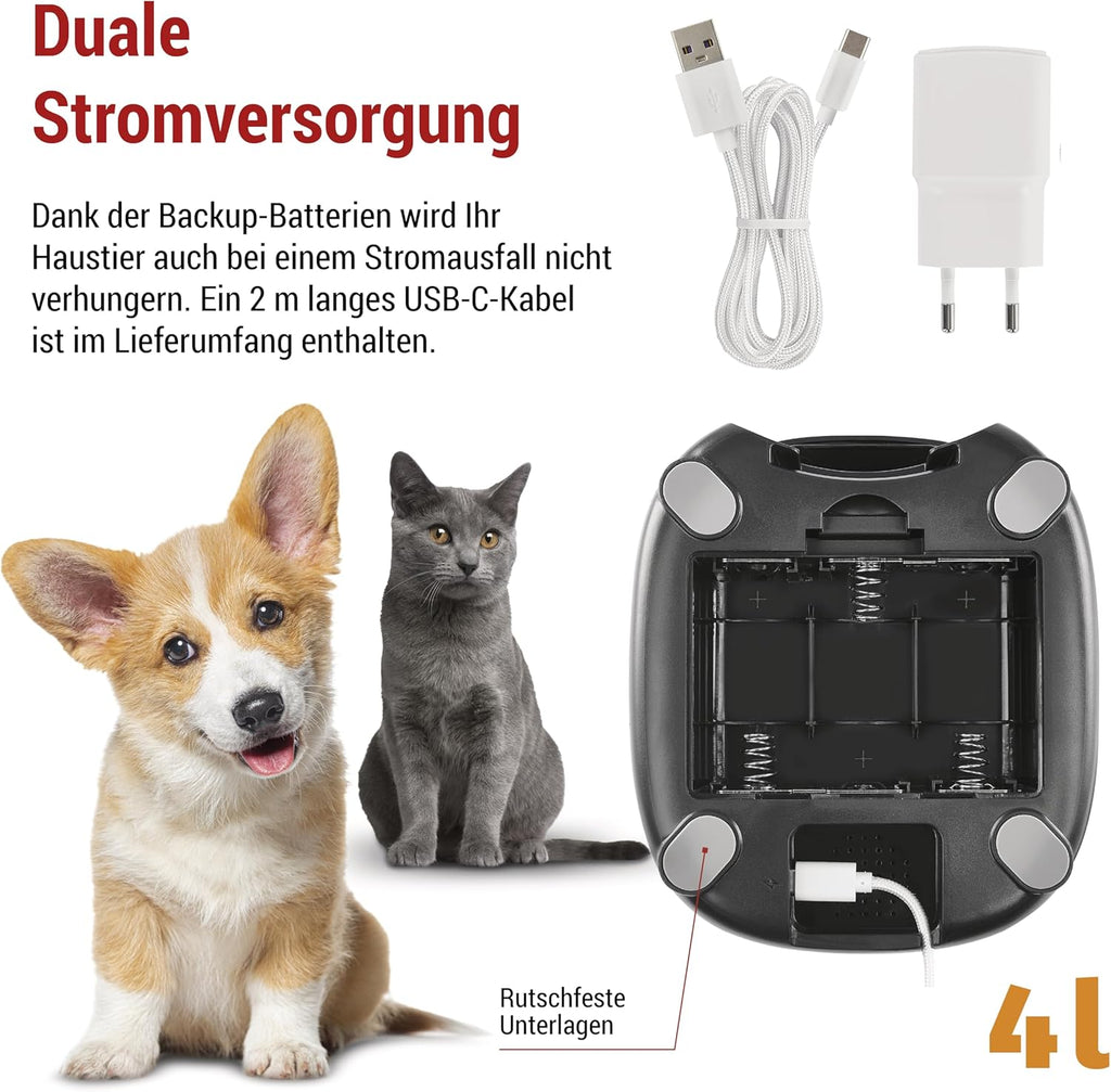 EMOS - GoSmart Futterautomat 6 l mit Kamera - WLAN Pet Care Futterspender mit App - Trockenfutter Automat für Katze & Hund mit Zeitplan, Sprachaufzeichnung, Dosierung 1–12 Mahlzeiten pro Tag - Schwarz