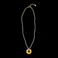 Sonnenblumen Kette mit Anhnger - Weie Perlen