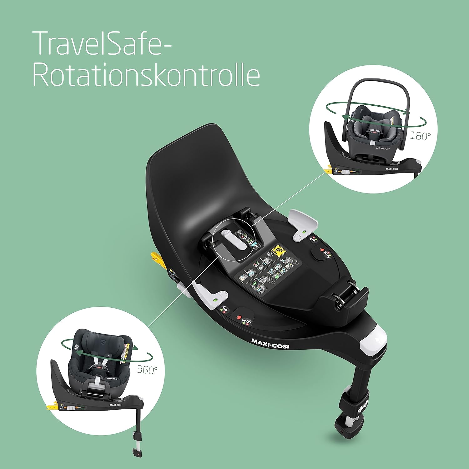 Maxi-Cosi Pearl 360 i-Size baby autositz, autositz 360 grad drehbar, 3 Monate - 4 Jahre (61-105 cm), Drehung mit nur einer Hand, ClimaFlow, Easy-In-Gurt, G-CELL, Authentic Black