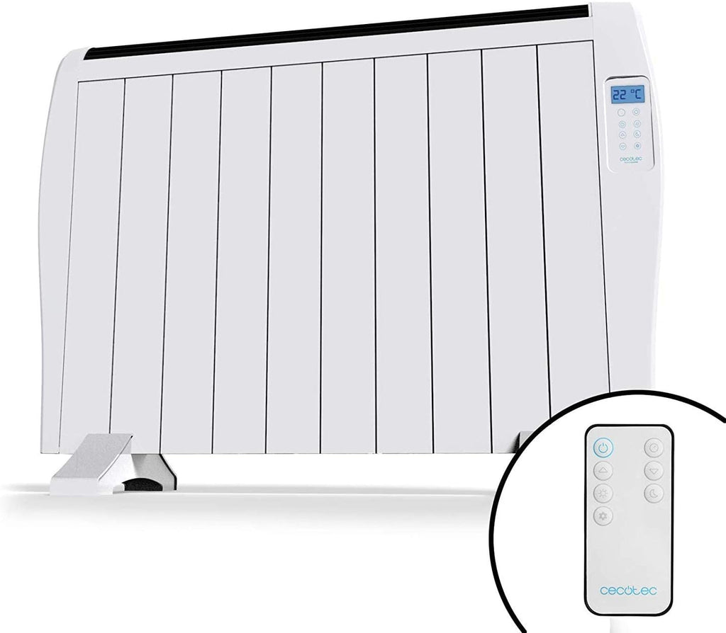 Cecotec Radiatore a olio con telecomando ReadyWarm 2500 Thermal. 1800 W, 12 elementi in alluminio, schermo LCD, 3 modalità di riscaldamento, timer, design sottile, protezione contro il surriscaldamento Overprotect System