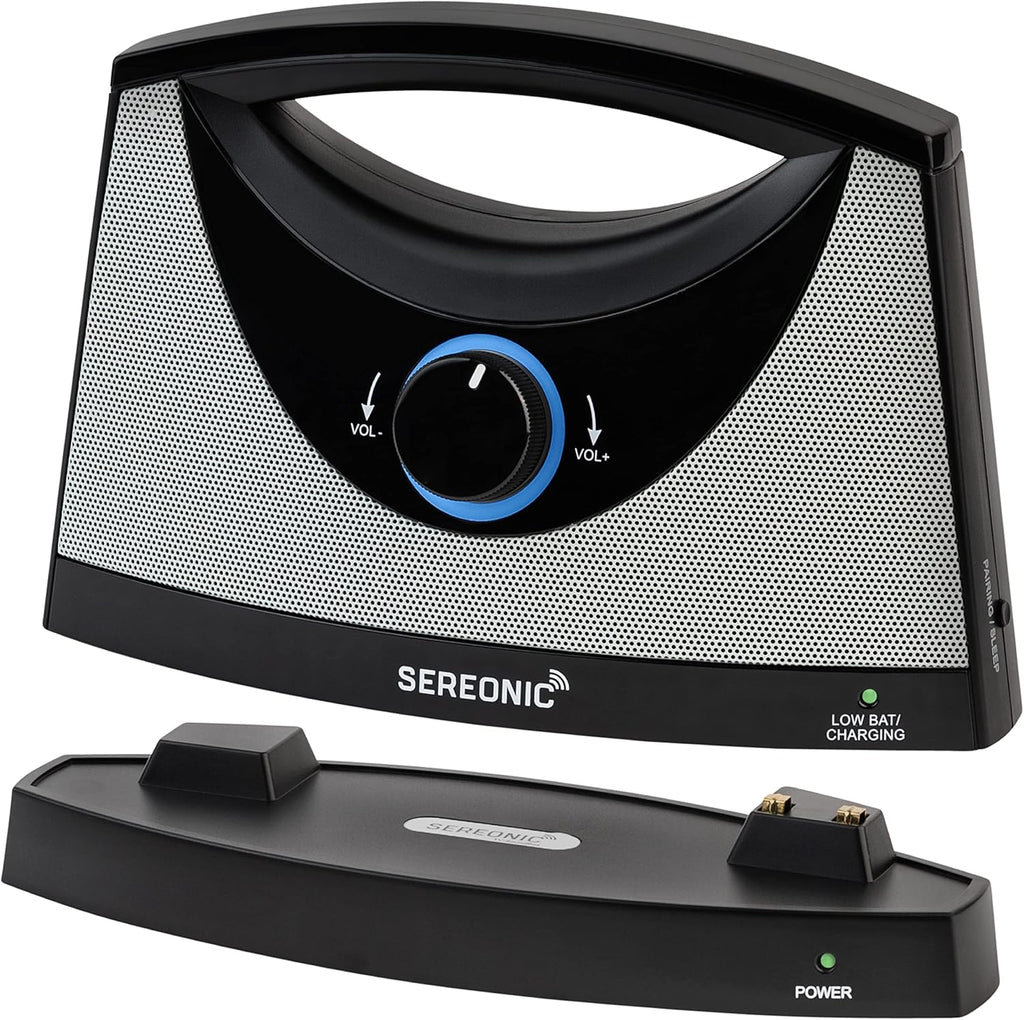 SEREONIC Altoparlante TV Wireless Portatile per Smart TV – L'Altoparlante Ideale per la TV con Suono non Rimbombante – Altoparlante TV Wireless per Anziani e Persone con Problemi di Udito – Portata 30 m
