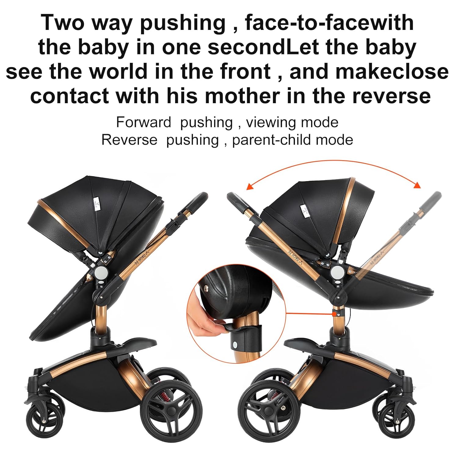 Sianldcone Passeggino 3 in 1, Set Passeggino con Tessuti di Alta Qualità, Sistemi di Viaggio con Spinta Reversibile, Passeggino Combinato a Vista Aperta Set Completo 3 in 1 (V9 Cachi)