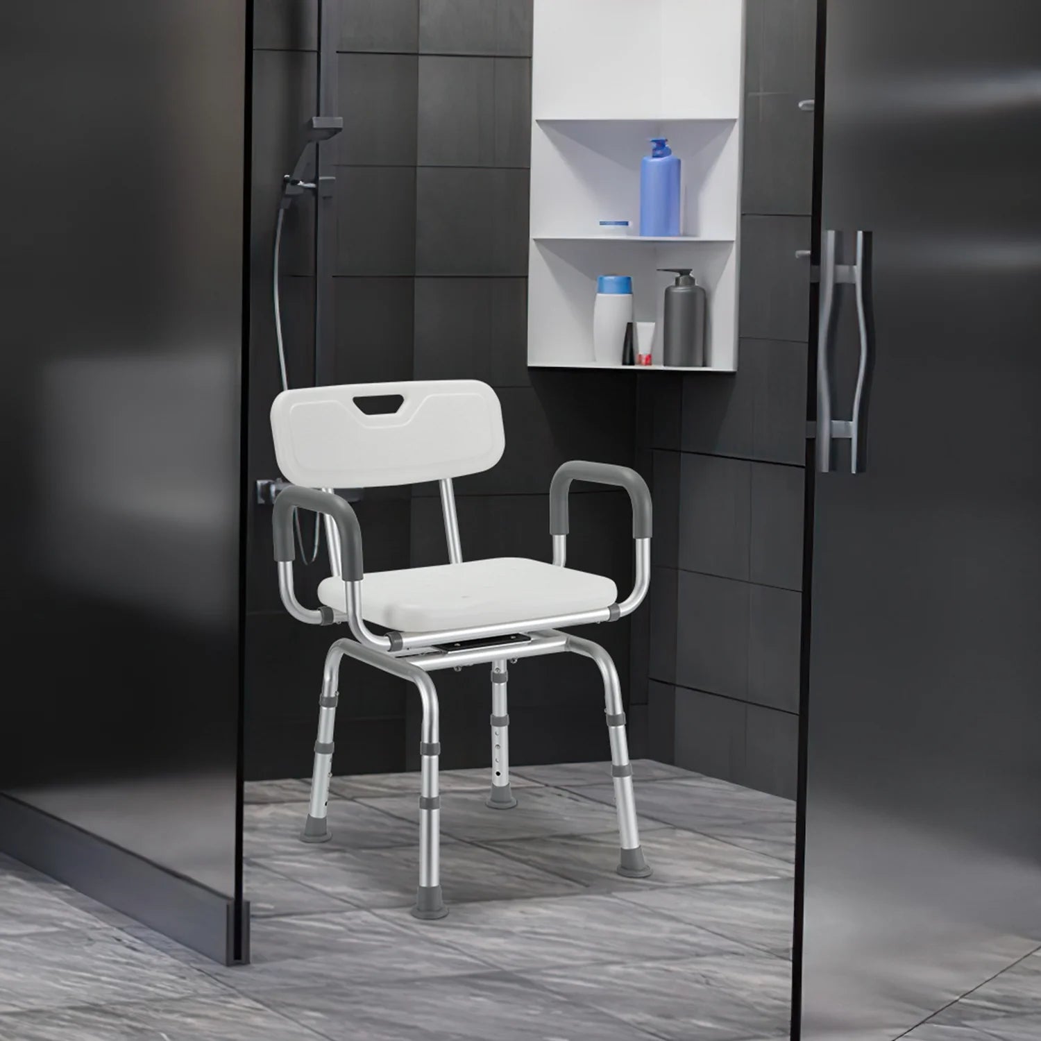 Sonnewelt Sgabello da doccia, sedile doccia girevole a 360°