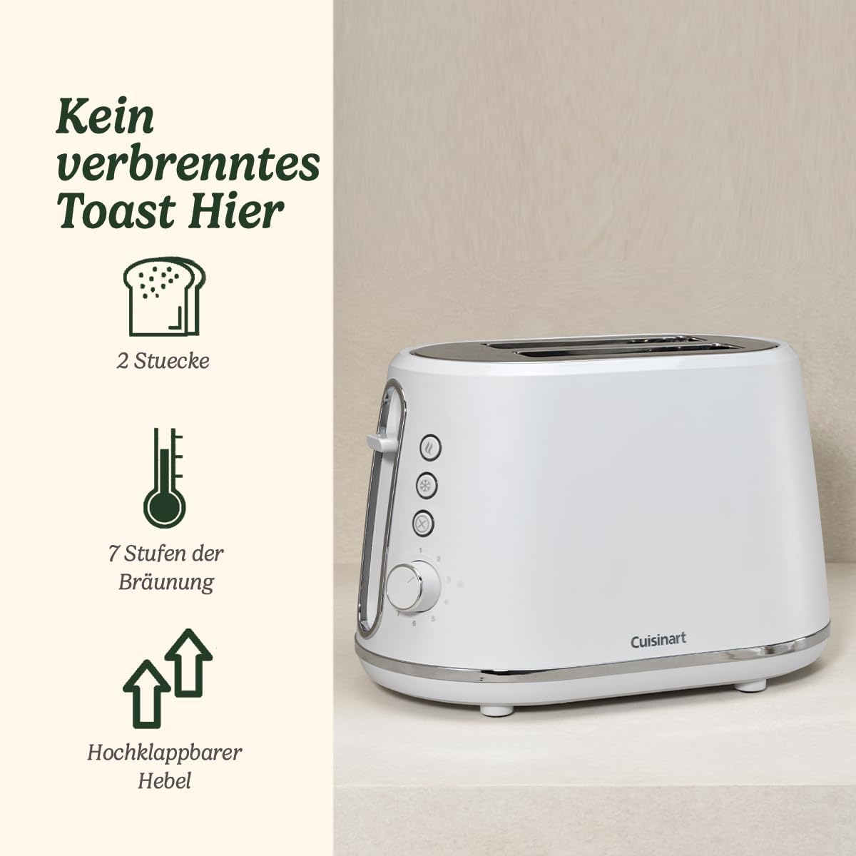 Cuisinart 4-Scheiben-Toaster | Breite Schlitze, ideal für dickes Brot und Bagels | 6 Brunungsstufen plus Abtauung | Breite Schlitze,High-Lift-Hebel | Passender Wasserkocher erhltlich | Perle