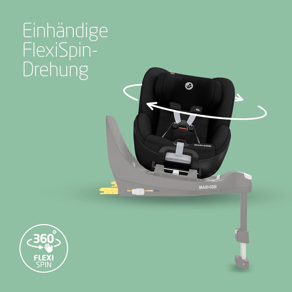 Maxi-Cosi Pearl 360 i-Size baby autositz, autositz 360 grad drehbar, 3 Monate - 4 Jahre (61-105 cm), Drehung mit nur einer Hand, ClimaFlow, Easy-In-Gurt, G-CELL, Authentic Black