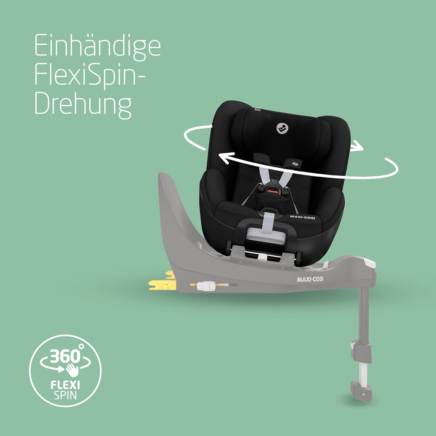 Maxi-Cosi Pearl 360 i-Size baby autositz, autositz 360 grad drehbar, 3 Monate - 4 Jahre (61-105 cm), Drehung mit nur einer Hand, ClimaFlow, Easy-In-Gurt, G-CELL, Authentic Black