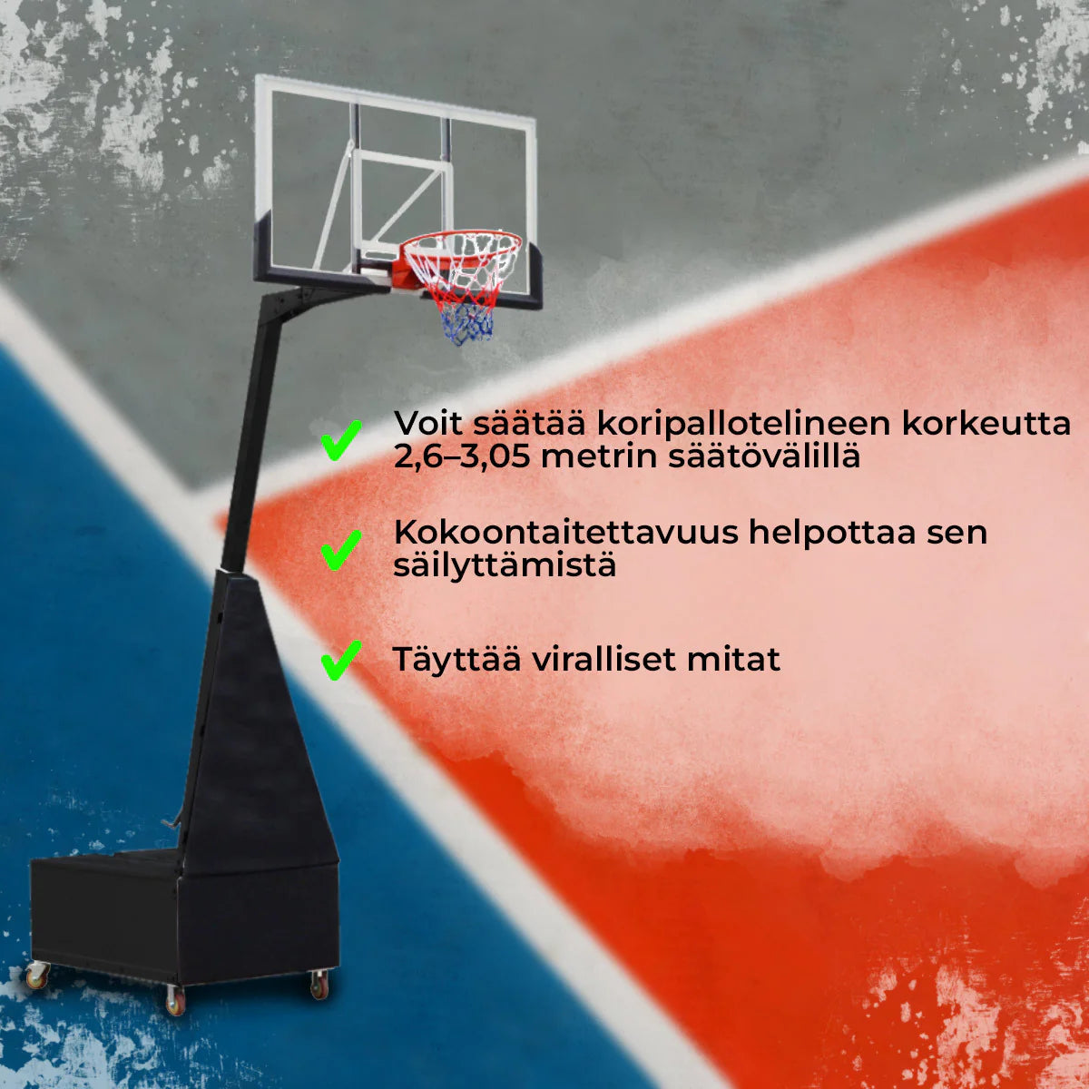Prosport Basketballkorb klappbar 2.6 - 3.05m