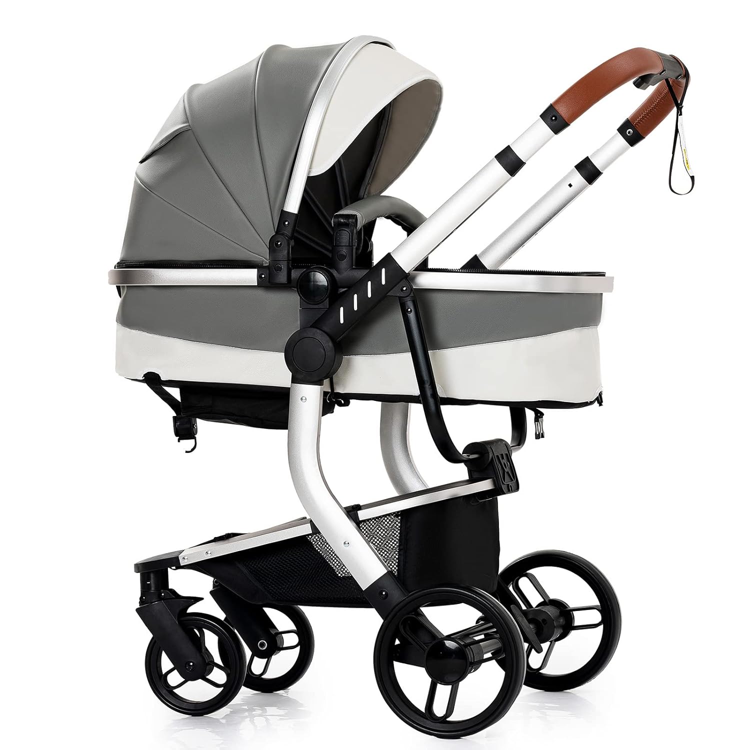 Sianldcone Passeggino 3 in 1, Set Passeggino con Tessuti di Alta Qualità, Sistemi di Viaggio con Spinta Reversibile, Passeggino Combinato a Vista Aperta Set Completo 3 in 1 (V9 Cachi)