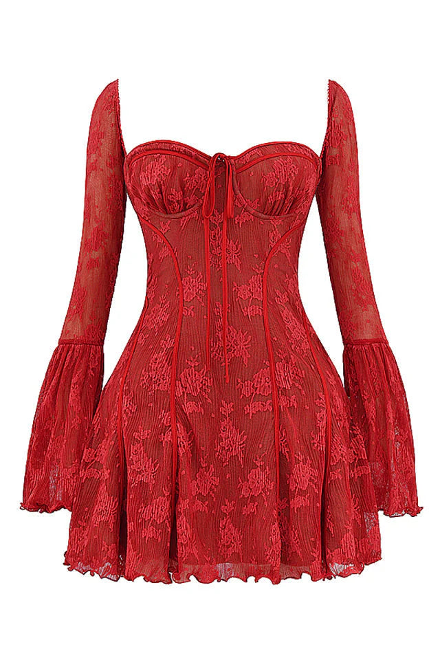 Cerys - Langrmeliges Vintage-Minikleid