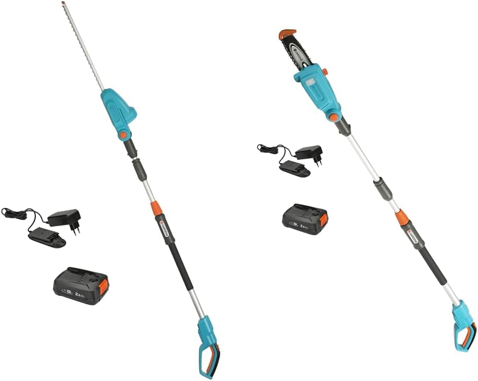 Gardena Tagliasiepi Telescopico a Batteria THS 42/18V P4A Set Pronto all'Uso: Tagliasiepi fino a 3 m di portata, lama da 42 cm, testa orientabile, incl. batteria 18V P4A (14732-20)